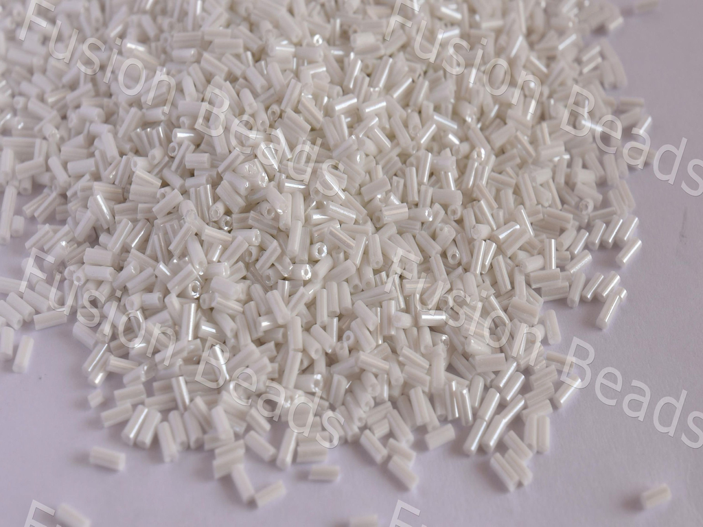 Opaque Luster White Pipe / Bugle Glass Beads (10648462675)