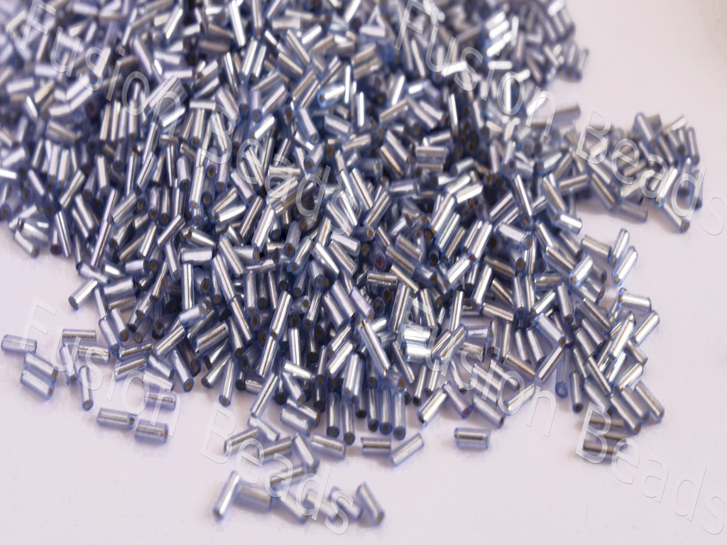 Silverline Sapphire Pipe / Bugle Glass Beads (10644771475)