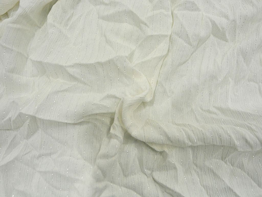 White Dyeable Crushed Lurex Rayon Crepe