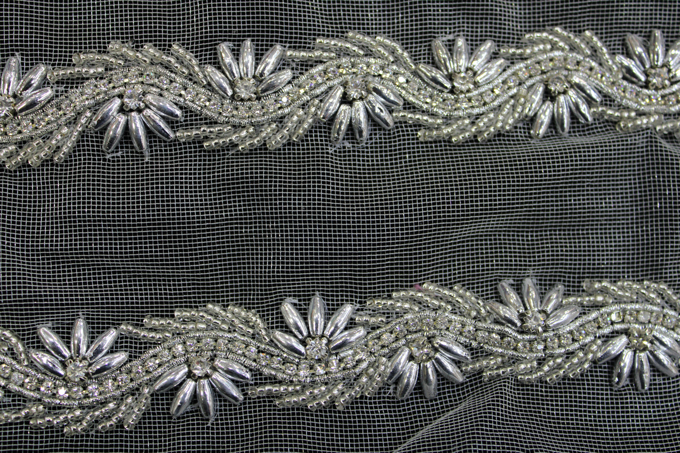 Silver Embellished Handwork Trim