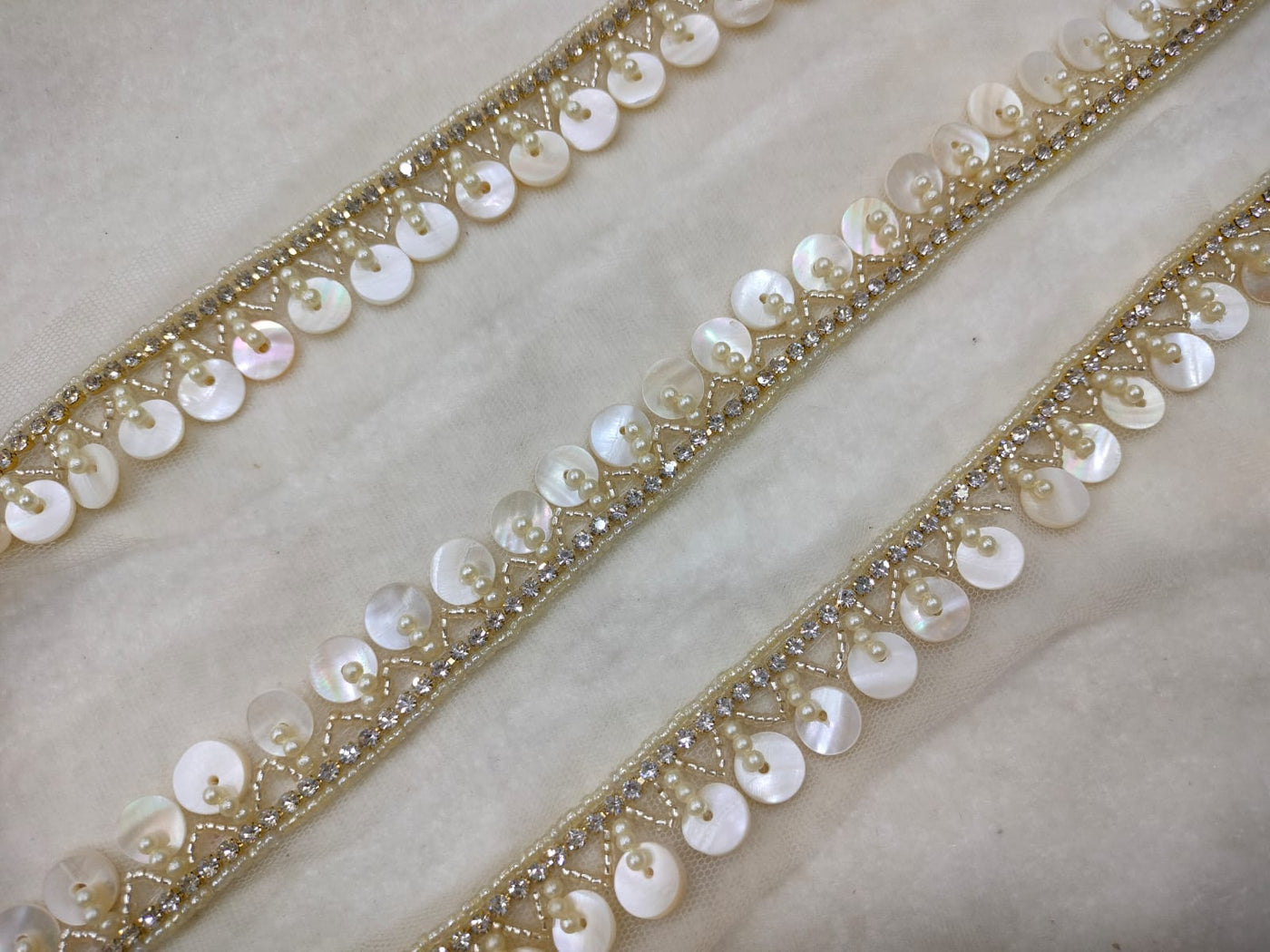 Cream Embellished Handwork Trim