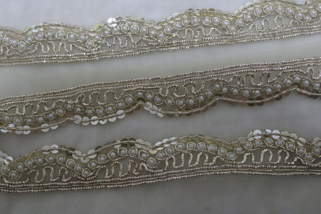 Silver Embellished Handwork Trim