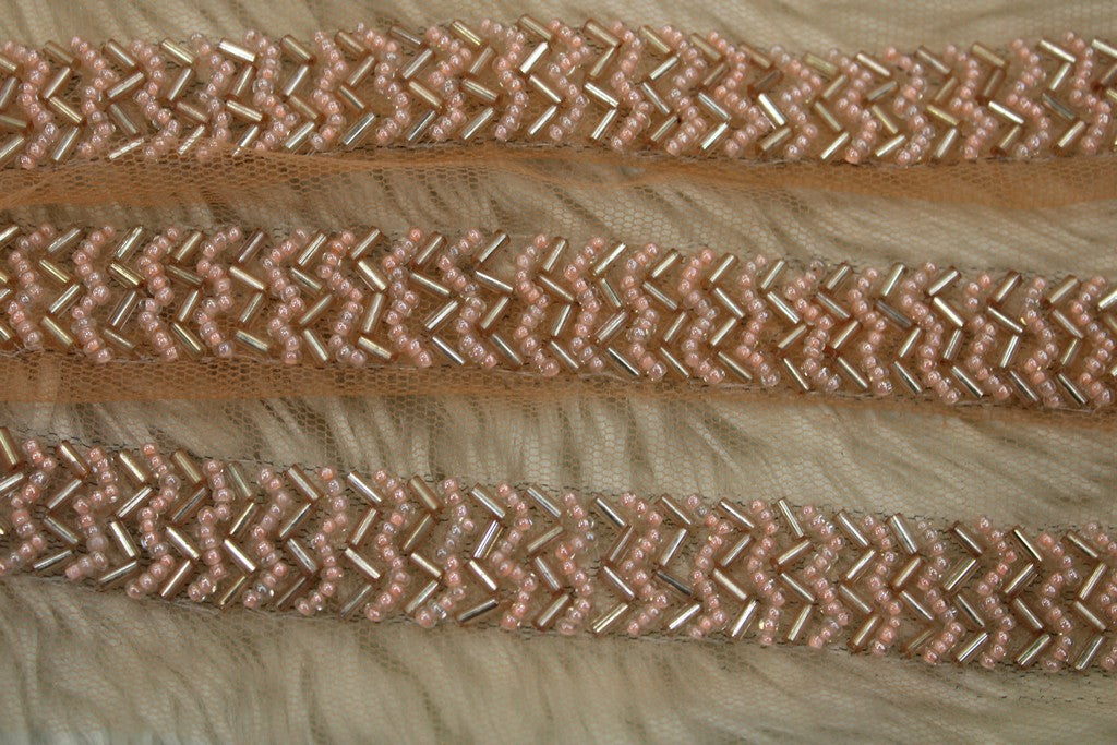 Peach Embellished Handwork Trim