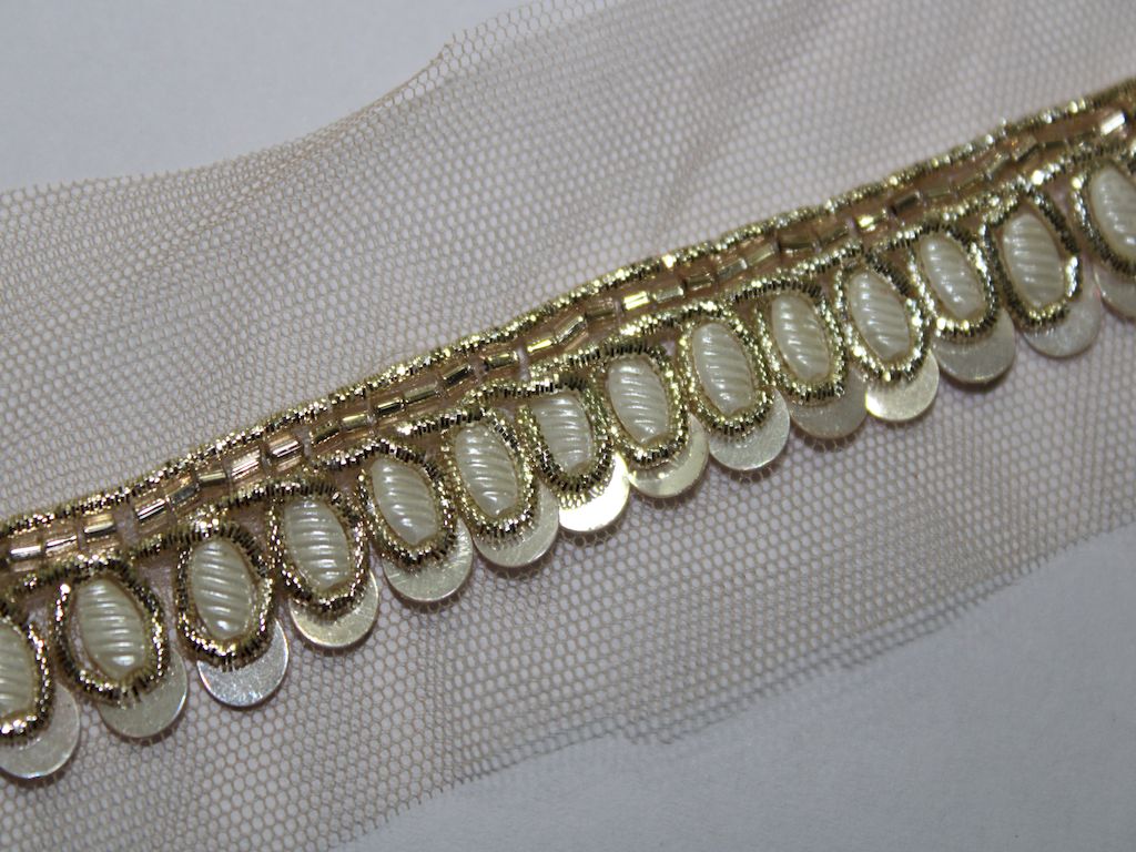 Golden & Cream Embellished Handwork Trim