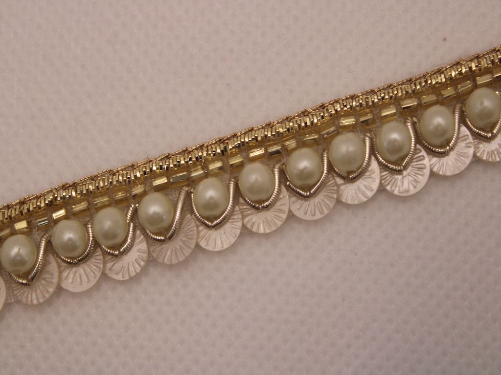 Golden & White Embellished Handwork Trim