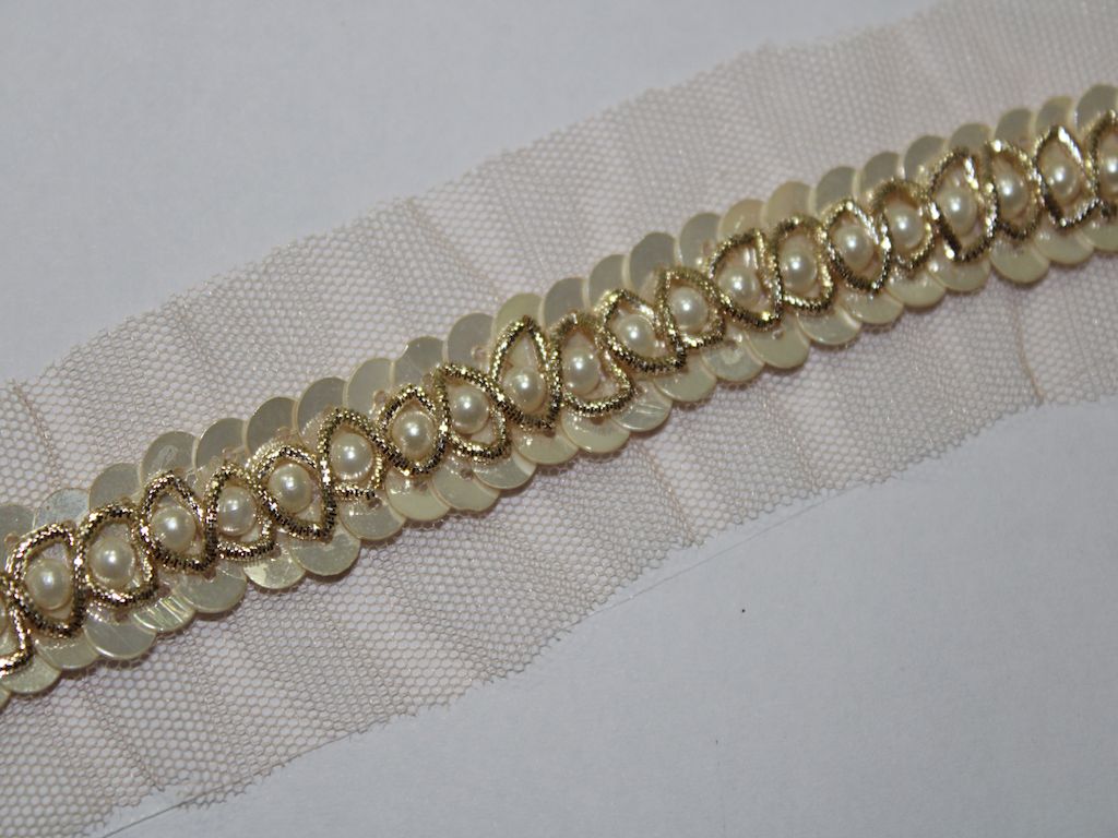 Cream & Golden Embellished Handwork Trim