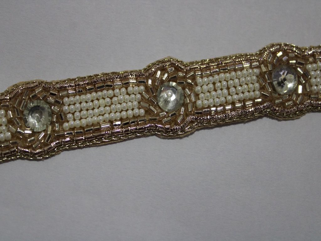 Golden & Cream Embellished Handwork Trim