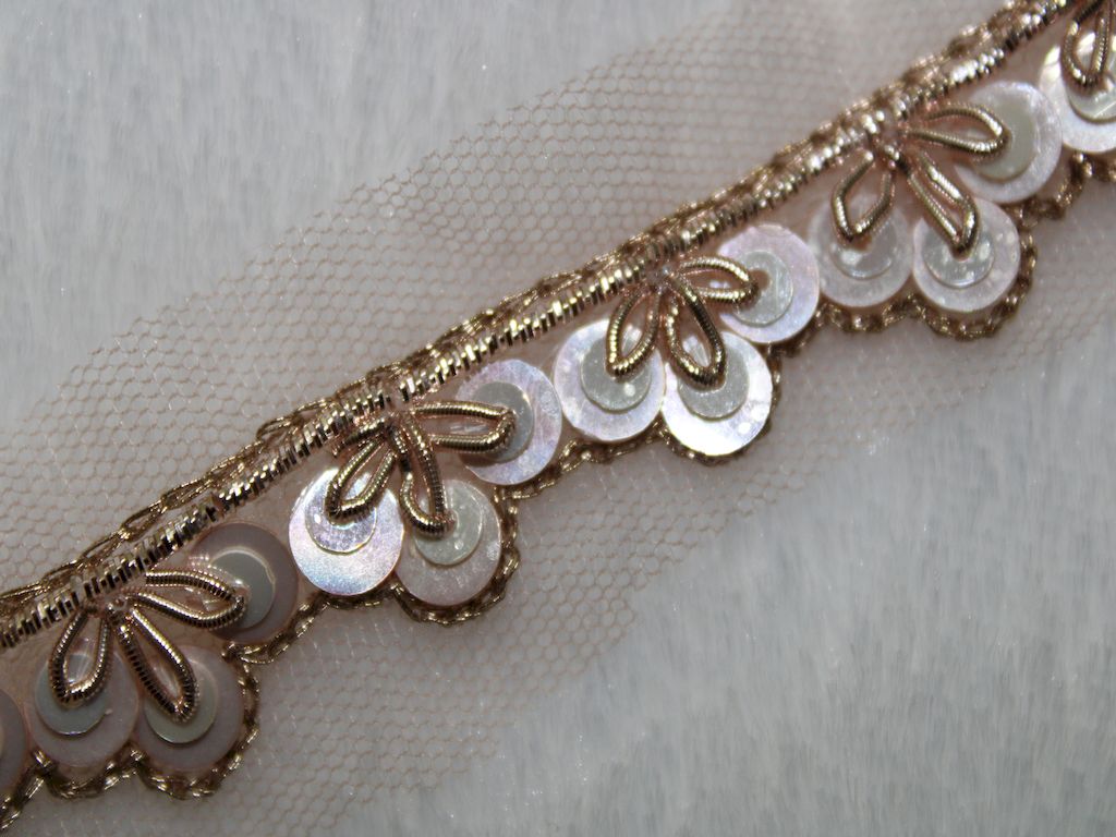 Rose Gold & Golden Embellished Handwork Trim