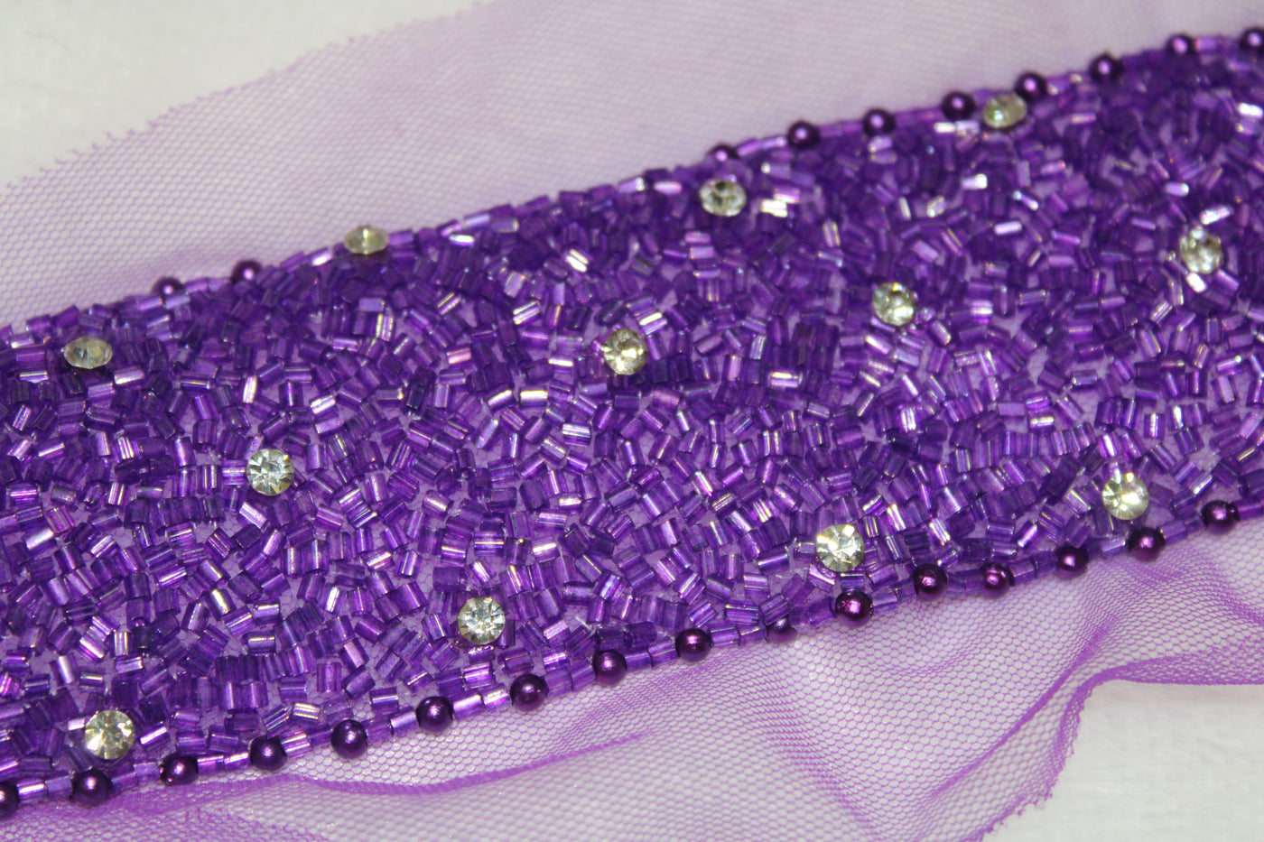 Purple Embellished Handwork Trim