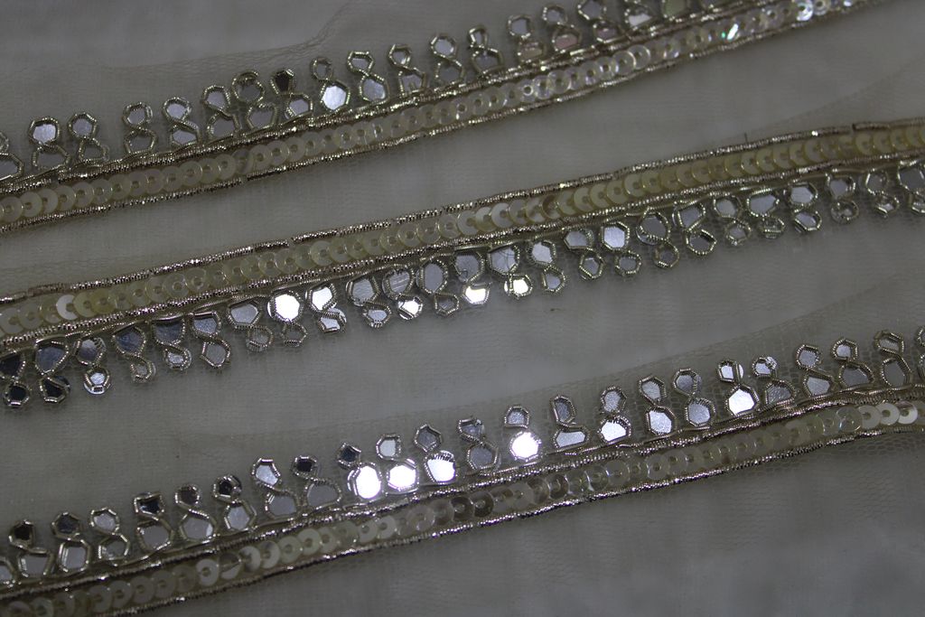 Silver Embellished Handwork Trim