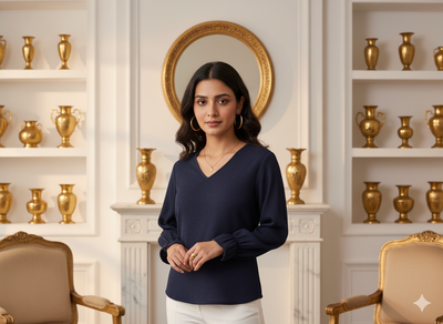 2.5 मीटर गहरे नीले रंग का सादा 60 ग्राम जॉर्जेट कपड़ा का प्रीकट