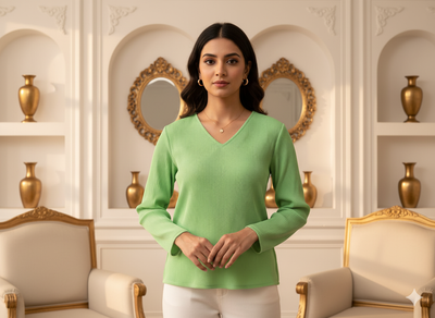 2 मीटर हल्के हरे रंग के सादे प्लीटेड विस्कोस जॉर्जेट कपड़े का प्रीकट