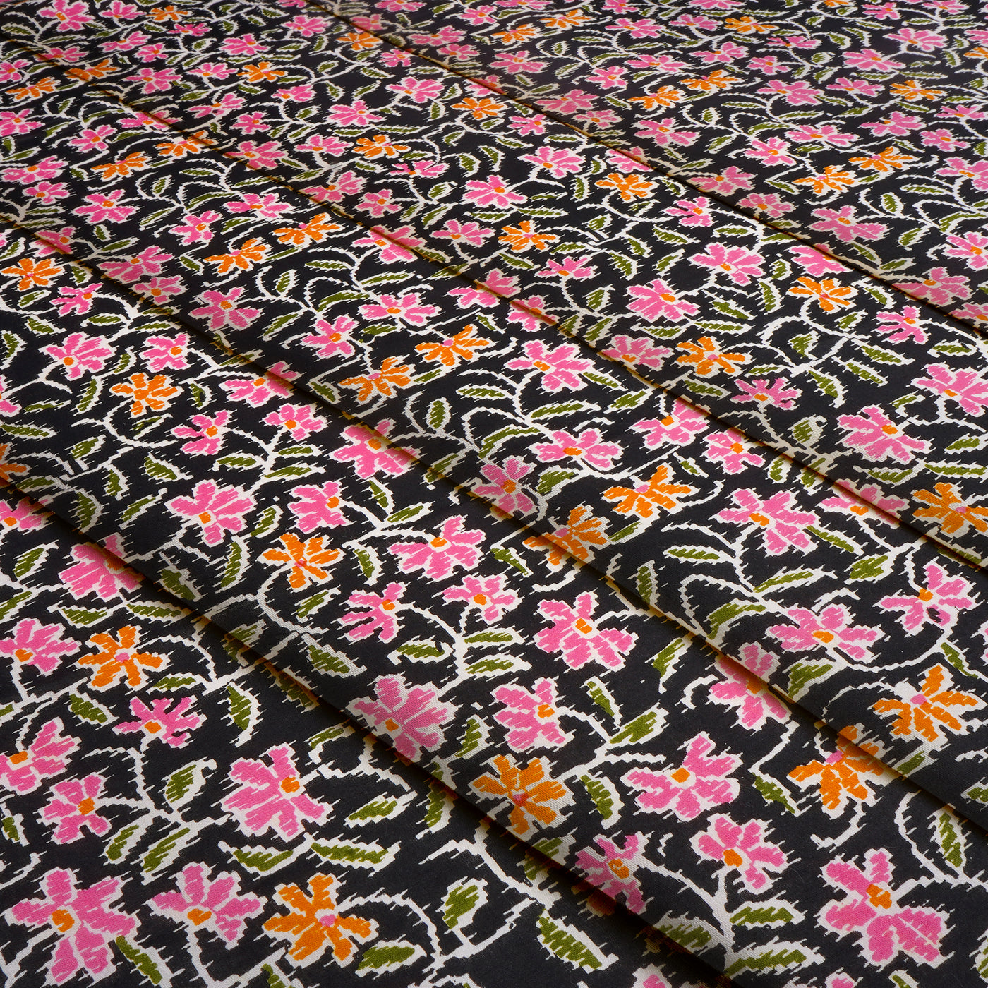 Pink Multicolor Floral Pure Cotton Printed Unstitched Fabric