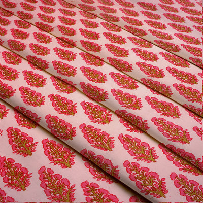 Light Pink Motifs Dyed and Printed Pure Cotton Unstitched Fabric