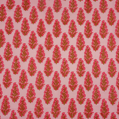 Light Pink Motifs Dyed and Printed Pure Cotton Unstitched Fabric