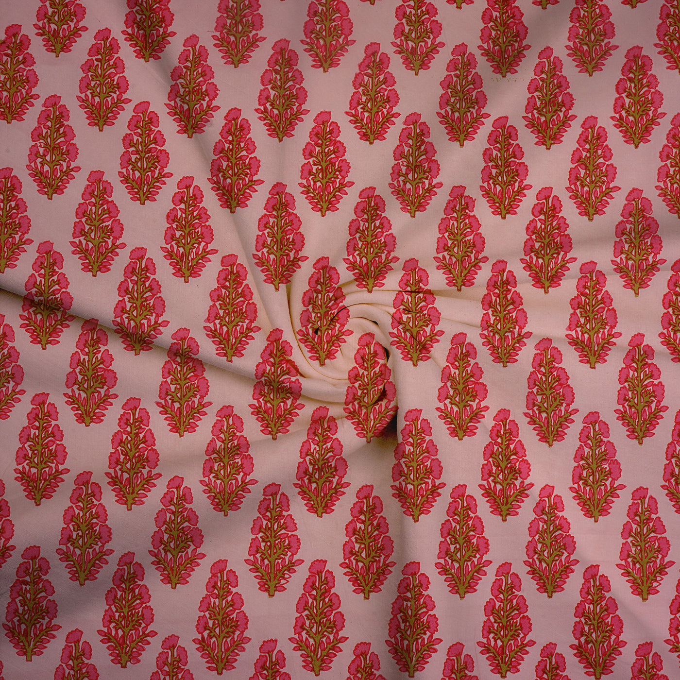 Light Pink Motifs Dyed and Printed Pure Cotton Unstitched Fabric