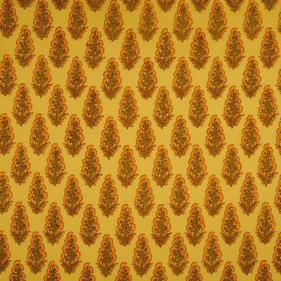 Yellow Motifs Dyed and Printed Pure Cotton Unstitched Fabric