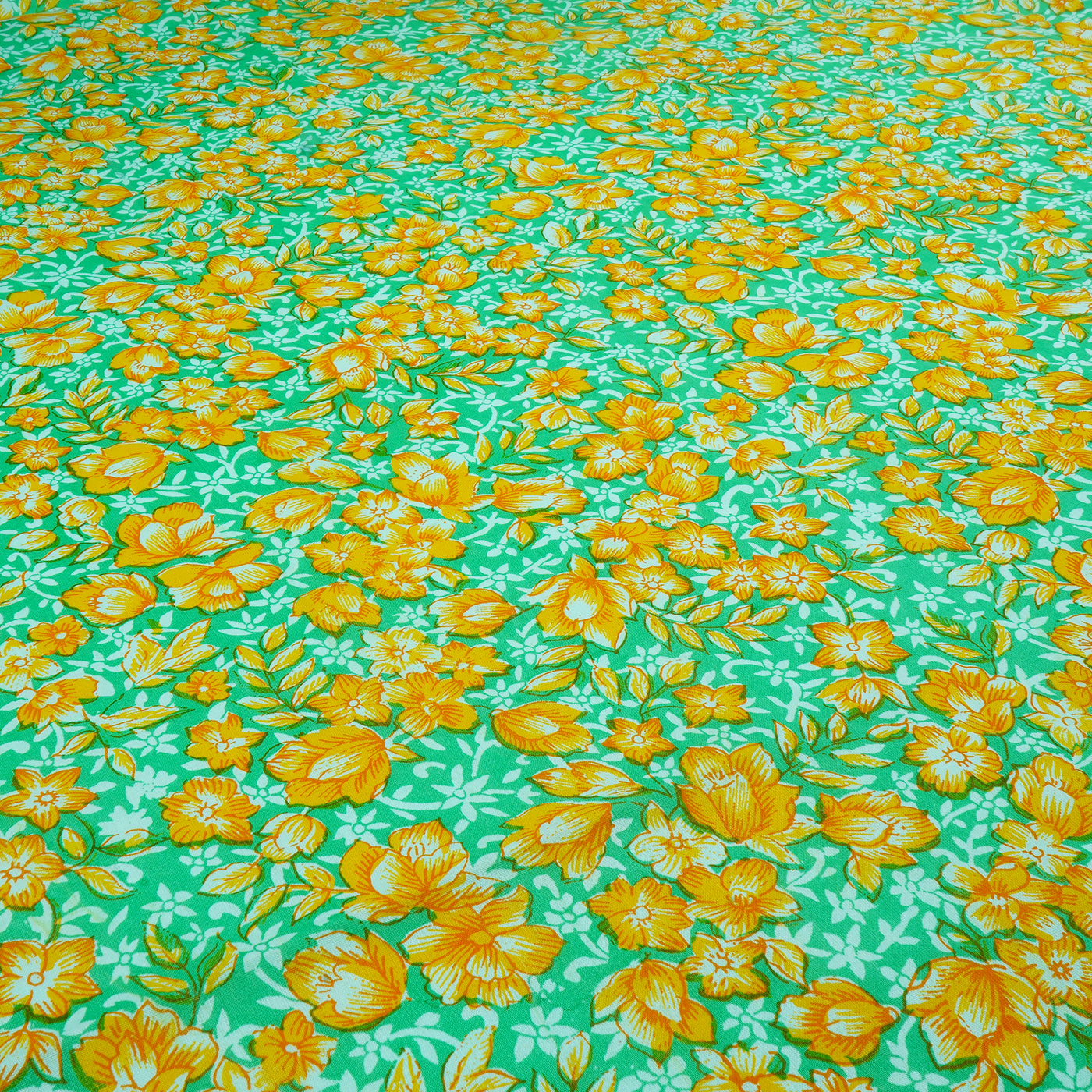 Light Green & Yellow Dyed and Printed Pure Cotton Unstitched Fabric Material