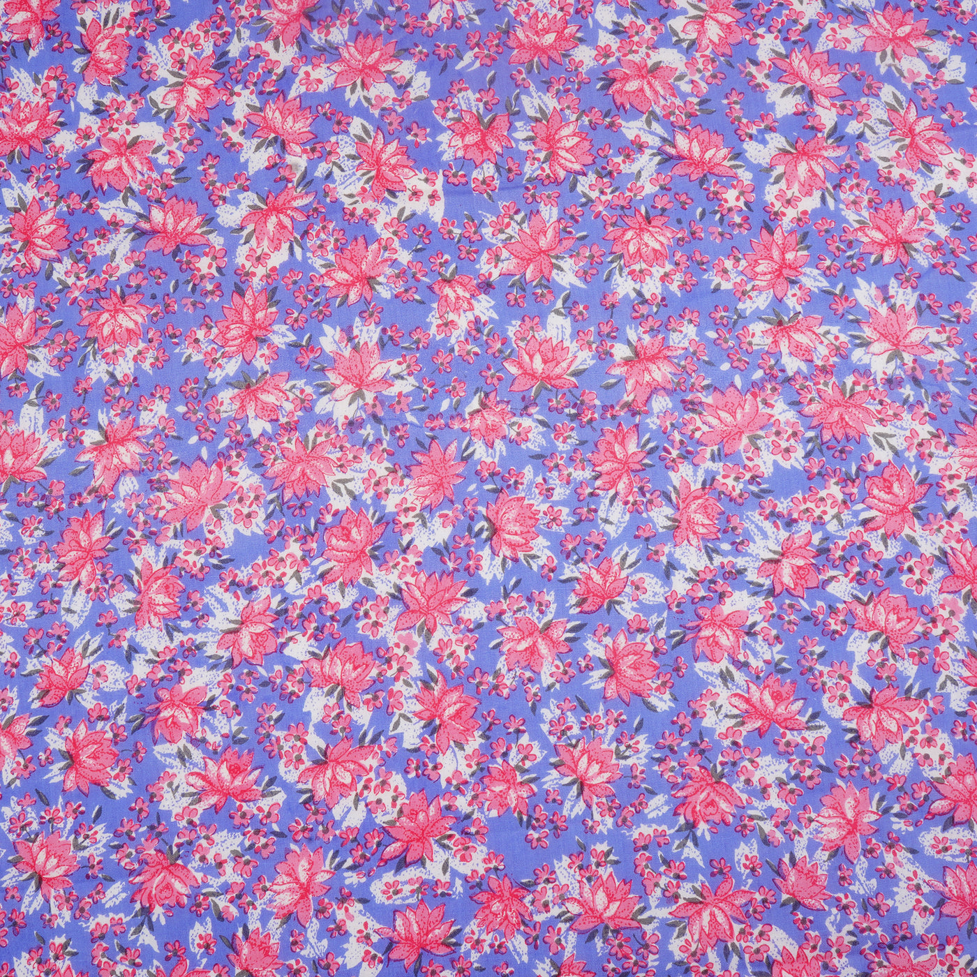 Light Purple & Pink Floral Pure Cotton Printed Unstitched Fabric