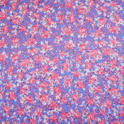 Light Purple & Pink Floral Pure Cotton Printed Unstitched Fabric