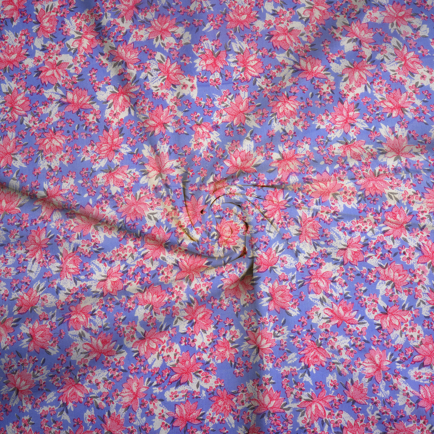 Light Purple & Pink Floral Pure Cotton Printed Unstitched Fabric