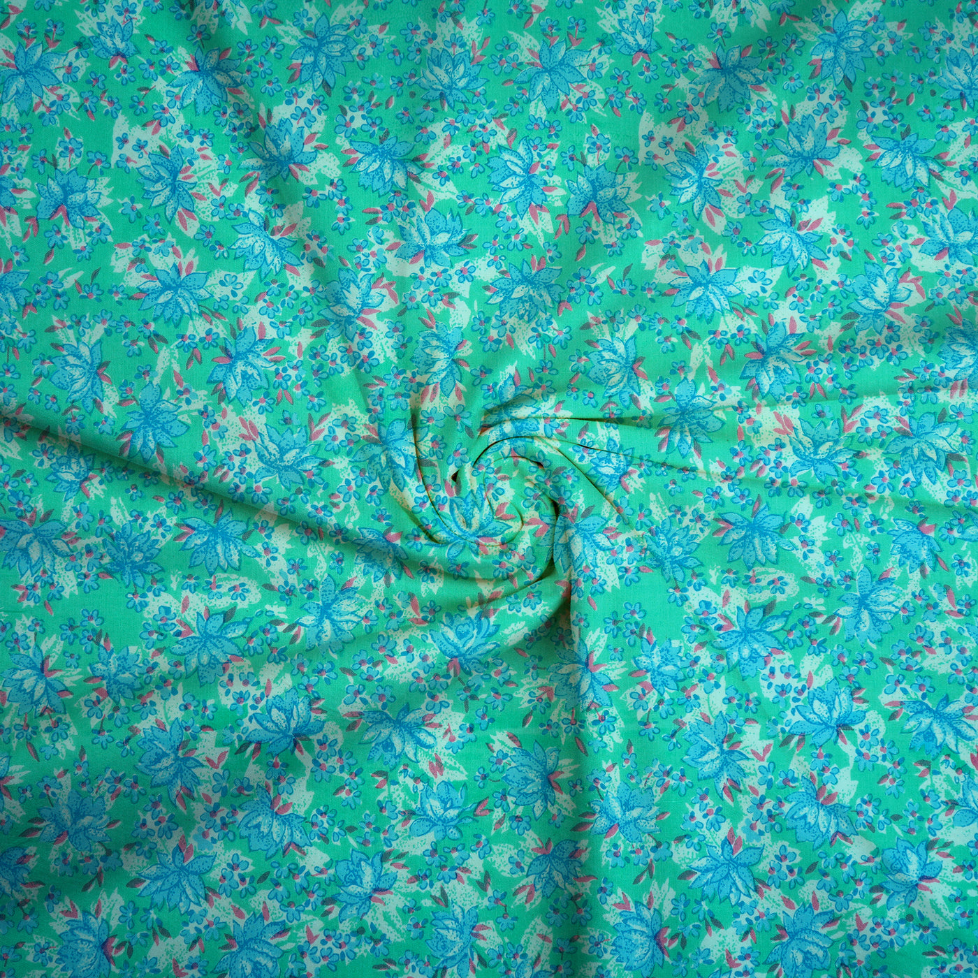 Turquoise & Sea Green Dyed and Printed Pure Cotton Unstitched Fabric Material