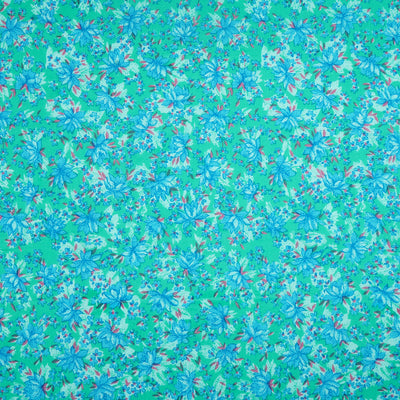 Turquoise & Sea Green Dyed and Printed Pure Cotton Unstitched Fabric Material