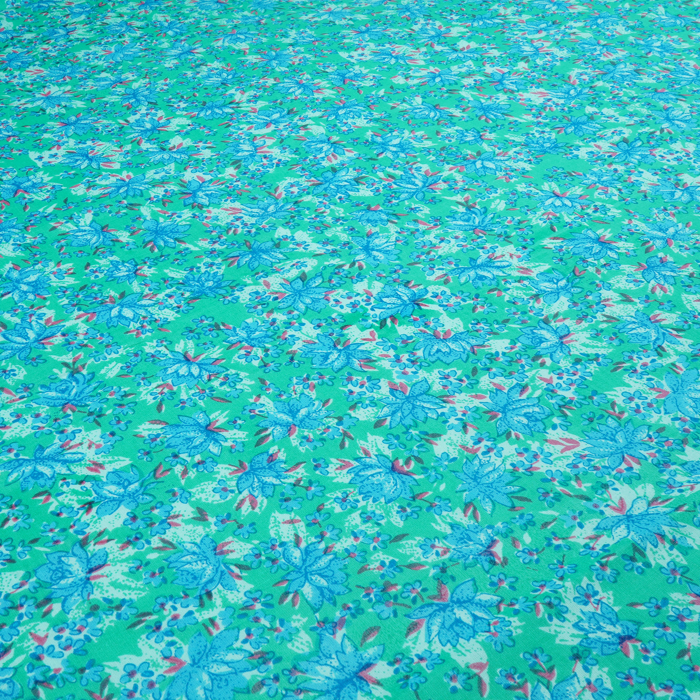 Turquoise & Sea Green Dyed and Printed Pure Cotton Unstitched Fabric Material