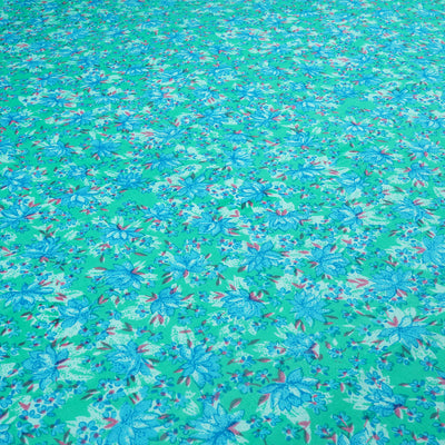 Turquoise & Sea Green Dyed and Printed Pure Cotton Unstitched Fabric Material