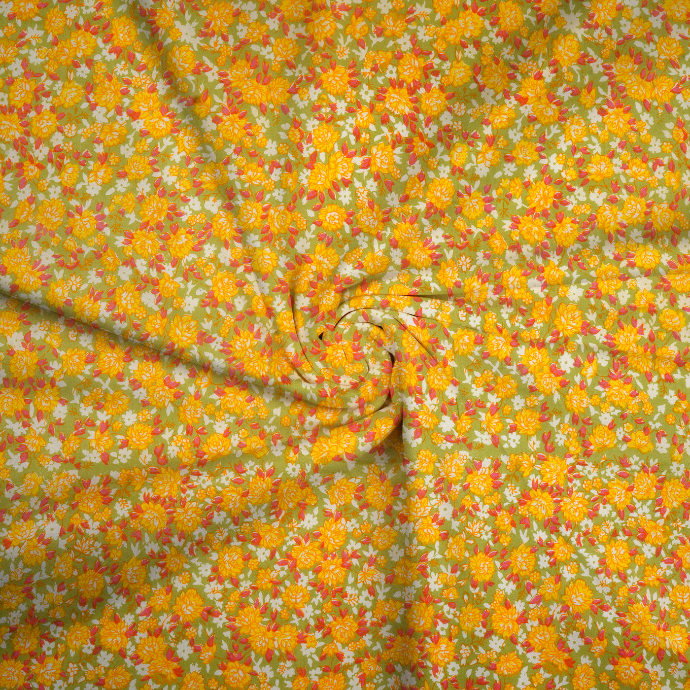 Yellow Floral Pure Cotton Printed Unstitched Fabric