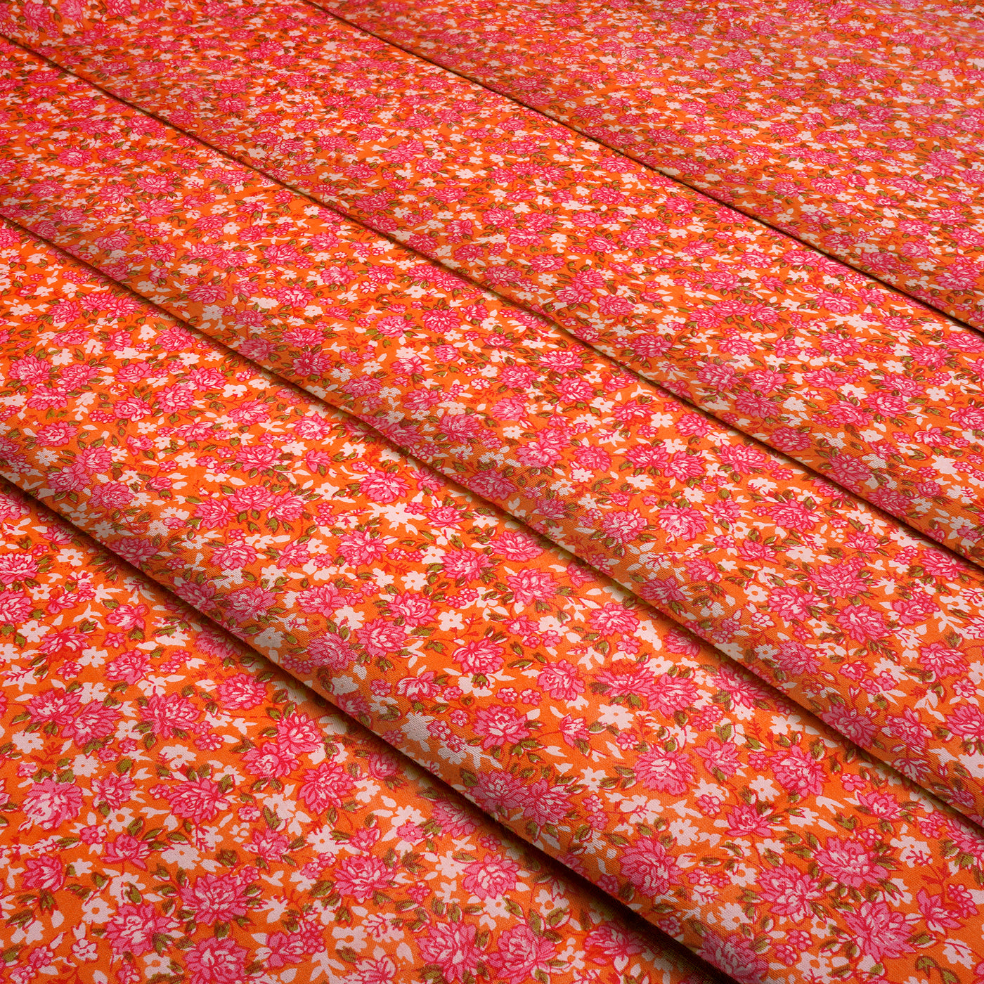 Red & Pink Floral Dyed and Printed Pure Cotton Unstitched Fabric