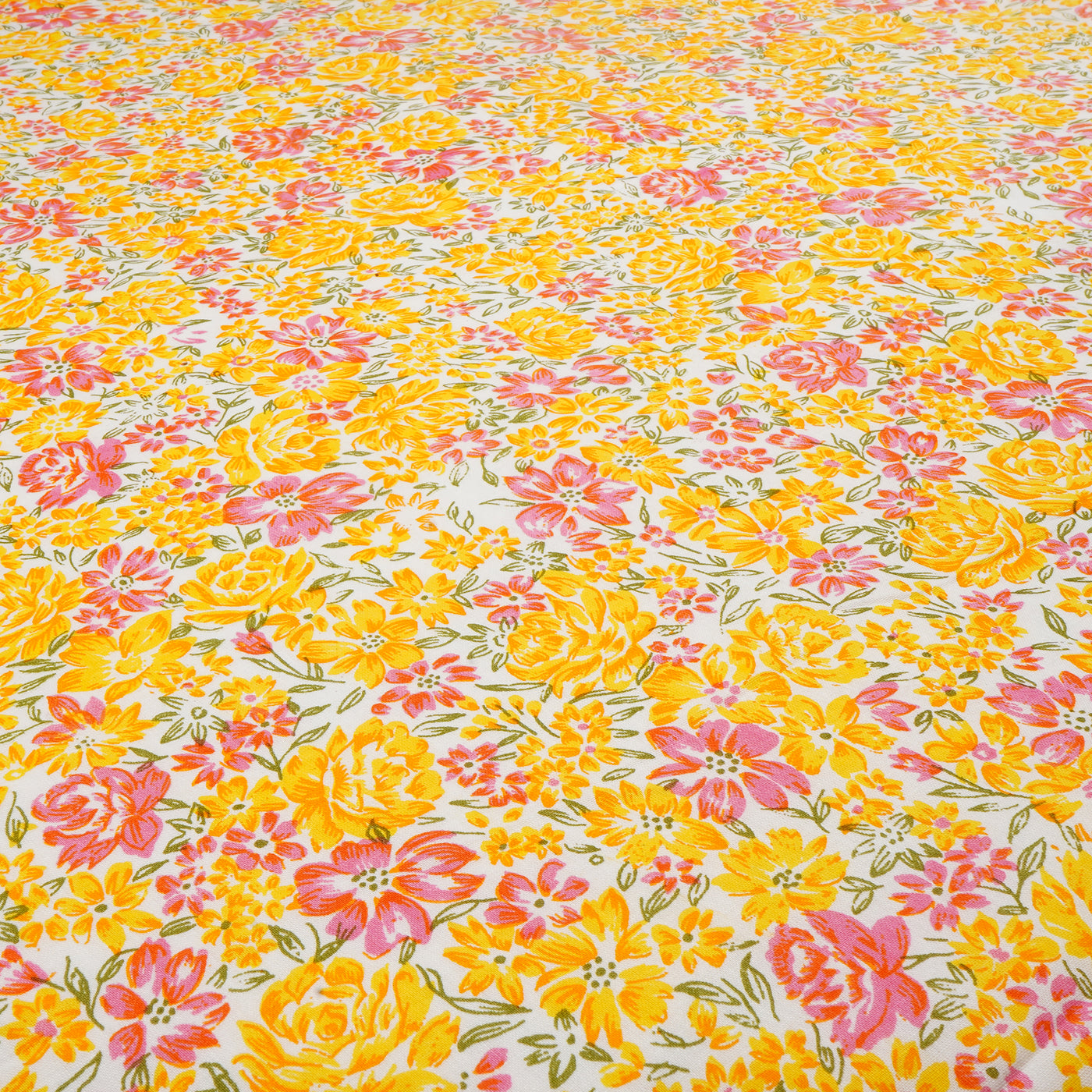 Yellow & Light Pink Floral Pure Cotton Printed Unstitched Fabric