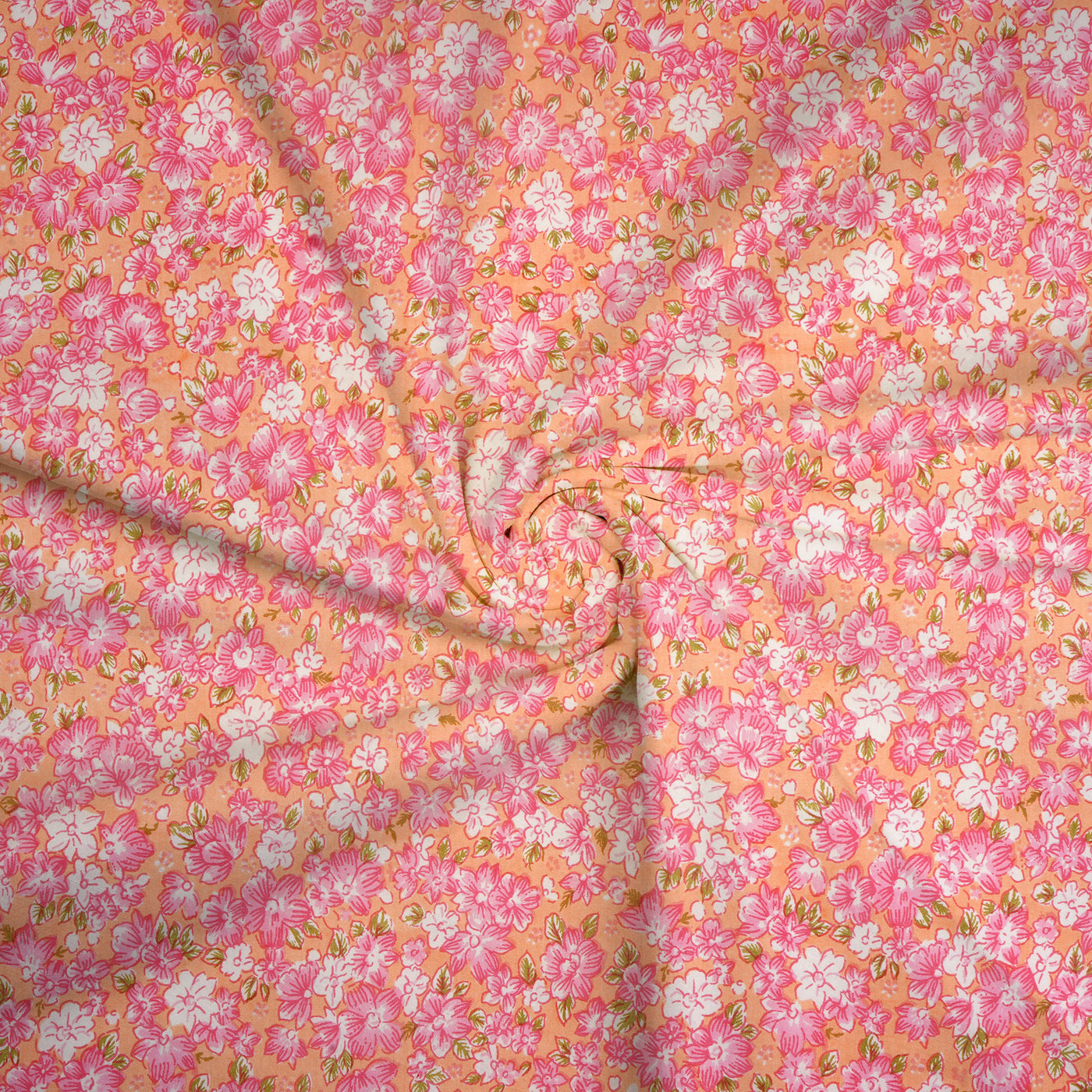 Pink & Peach Floral Pure Cotton Printed Unstitched Fabric