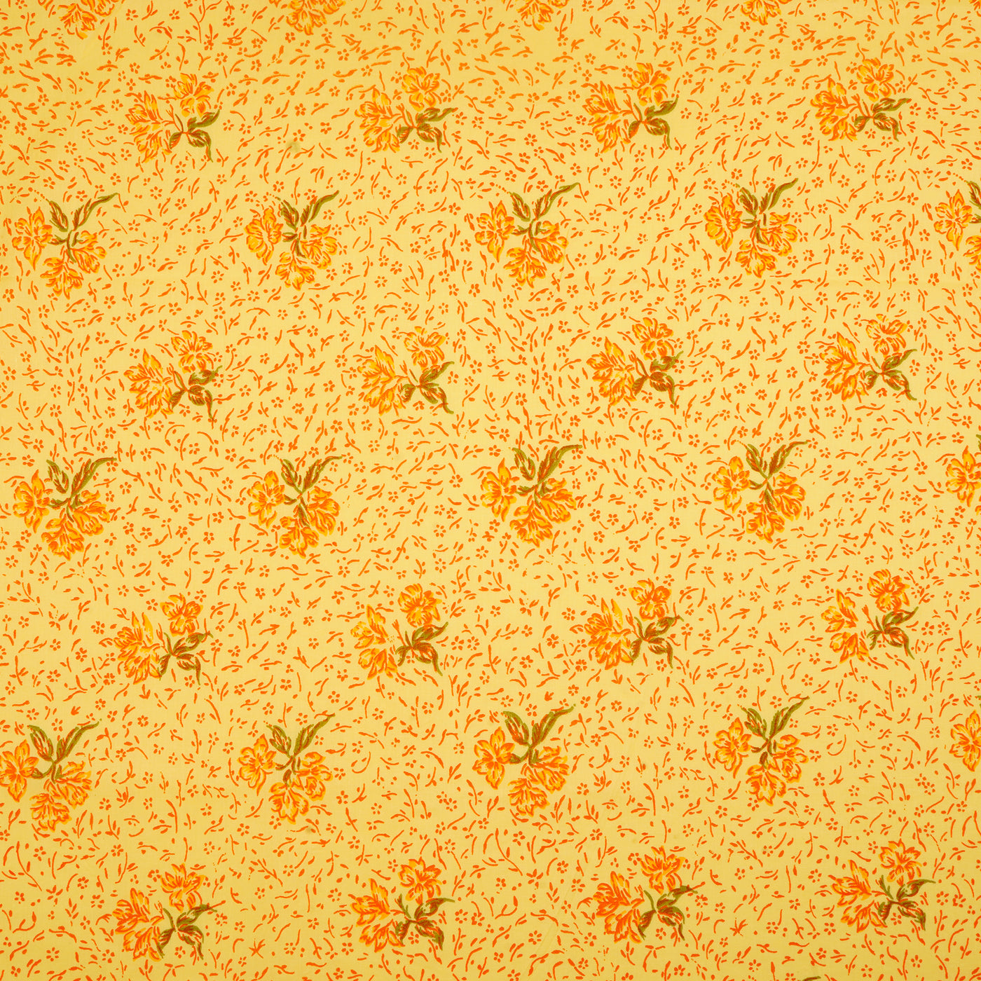 Mustard Yellow Motifs Dyed and Printed Pure Cotton Unstitched Fabric