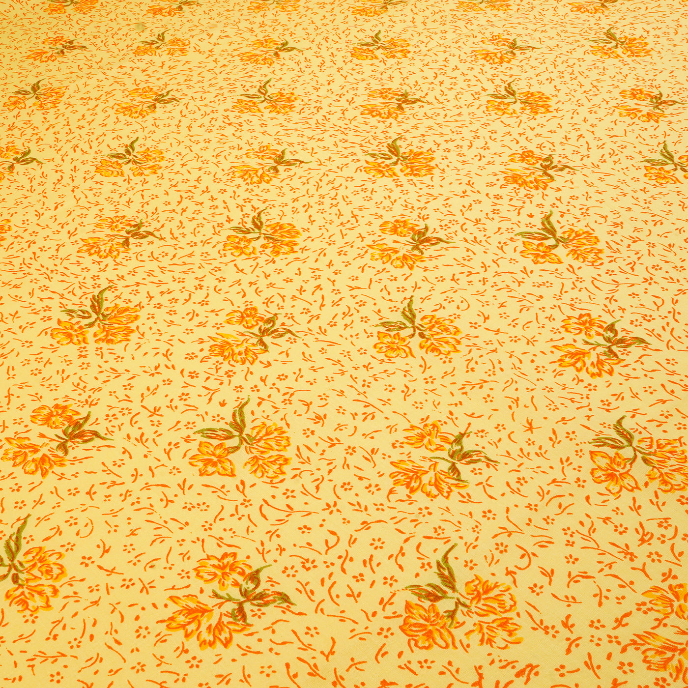 Mustard Yellow Motifs Dyed and Printed Pure Cotton Unstitched Fabric