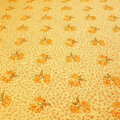 Mustard Yellow Motifs Dyed and Printed Pure Cotton Unstitched Fabric