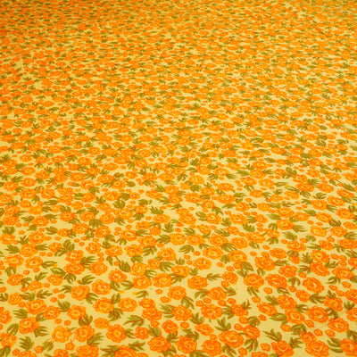 Yellow & Red Floral Dyed and Printed Pure Cotton Unstitched Fabric