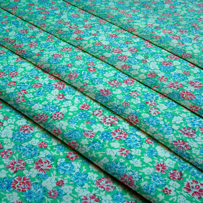 Multicolour Floral Dyed and Printed Pure Cotton Unstitched Fabric