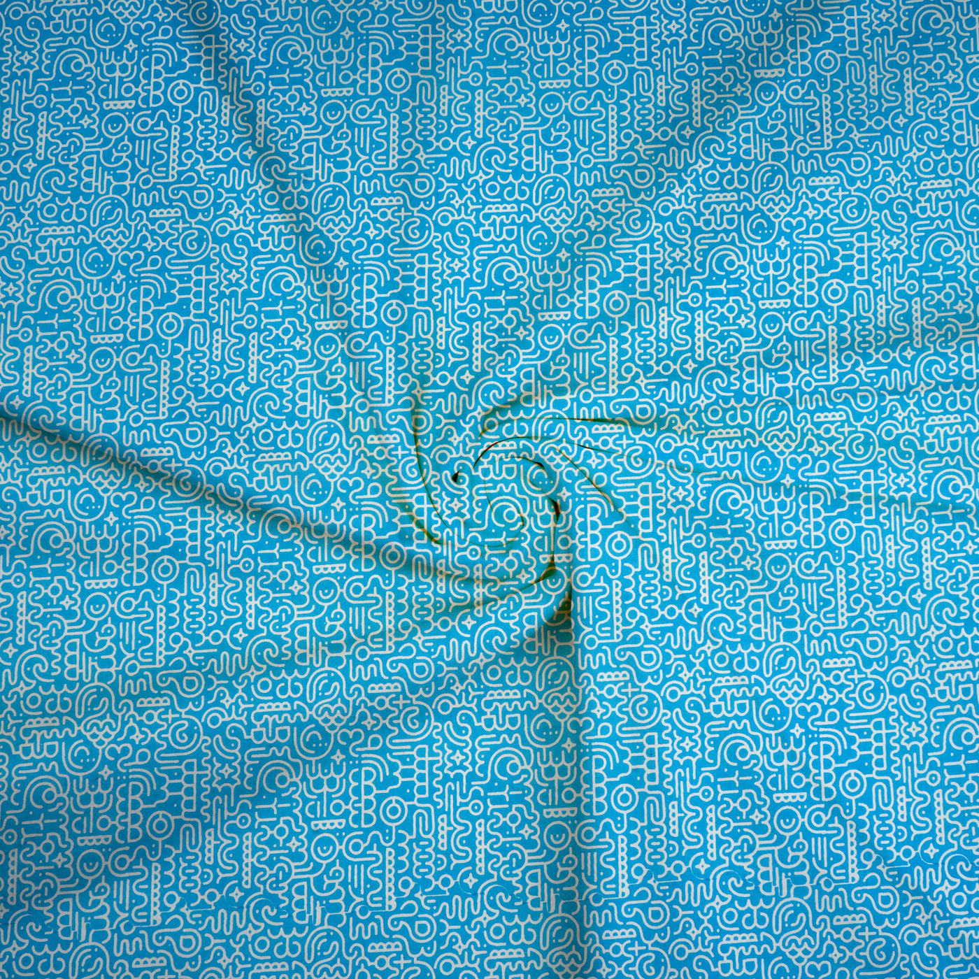 Sky Blue Abstract Pure Cotton Printed Unstitched Fabric