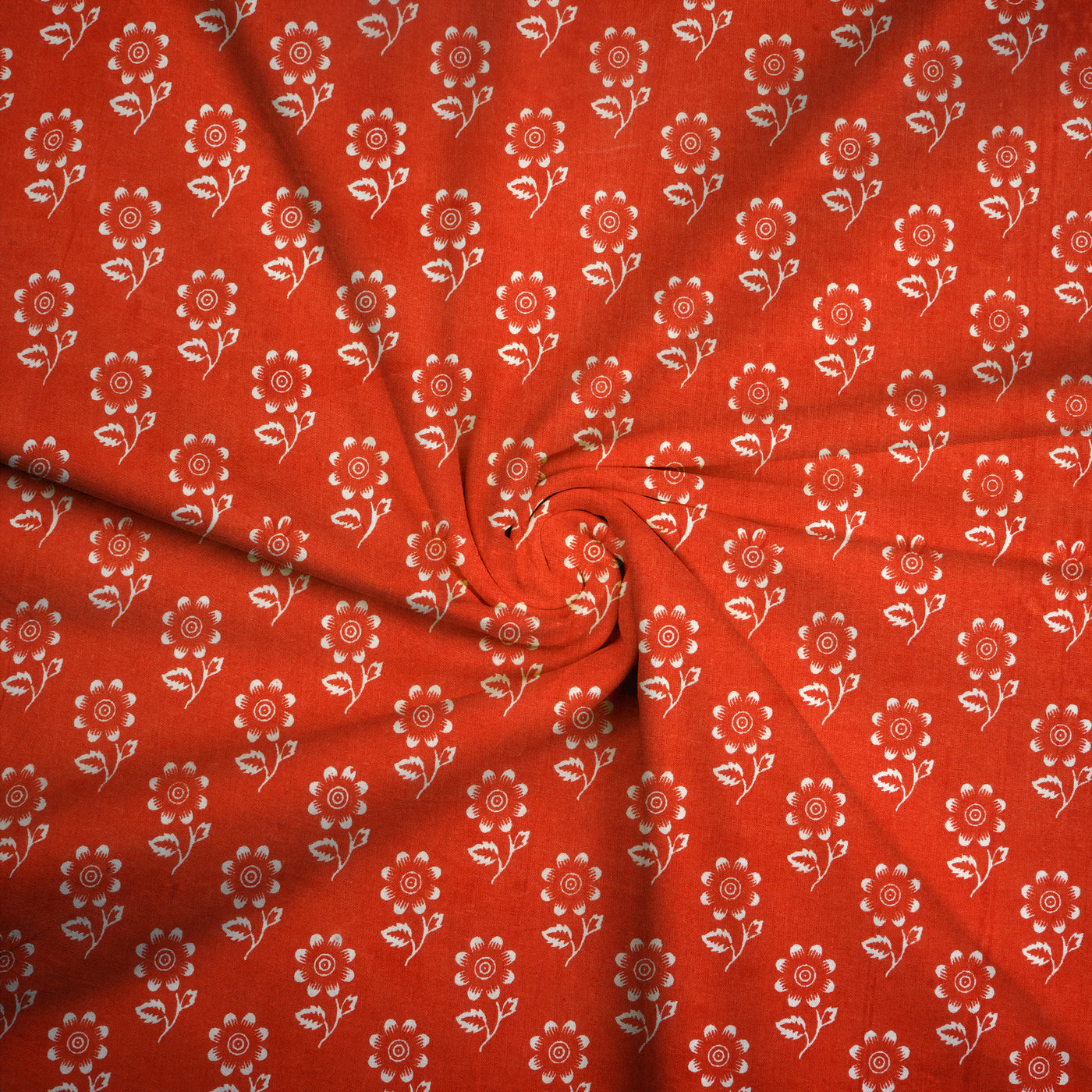 Orange Floral Pure Cotton Printed Unstitched Fabric