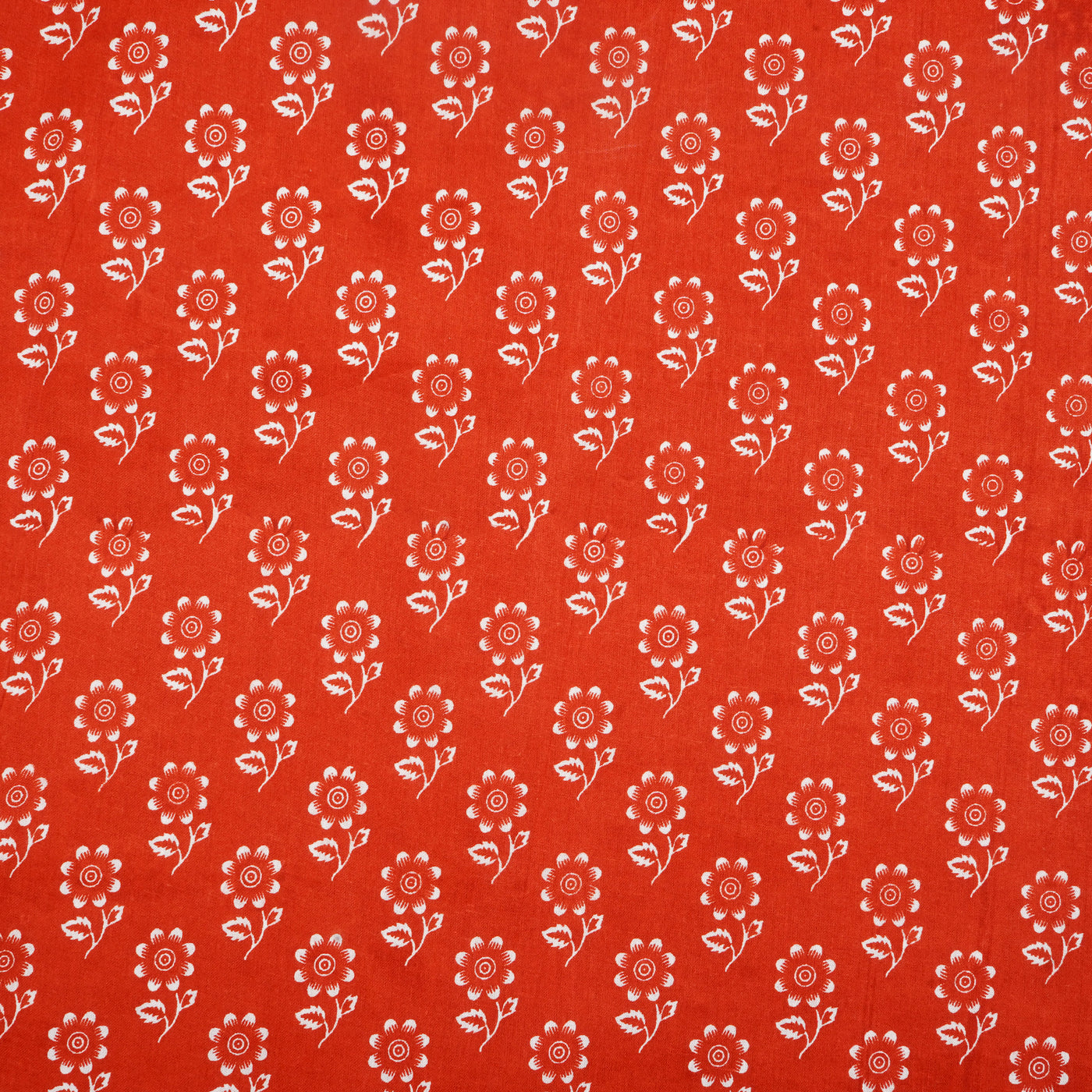 Orange Floral Pure Cotton Printed Unstitched Fabric