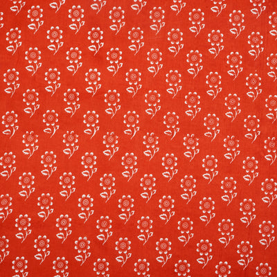 Orange Floral Pure Cotton Printed Unstitched Fabric