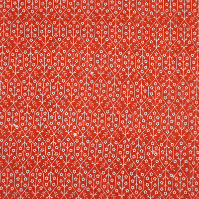 Orange Floral Pure Cotton Printed Unstitched Fabric