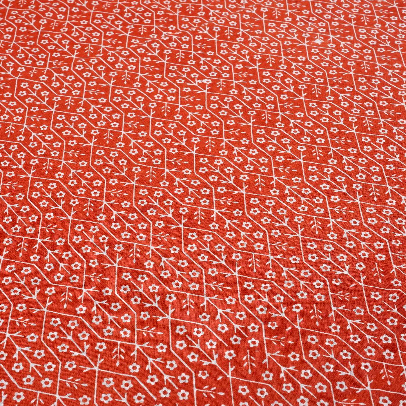 Orange Floral Pure Cotton Printed Unstitched Fabric