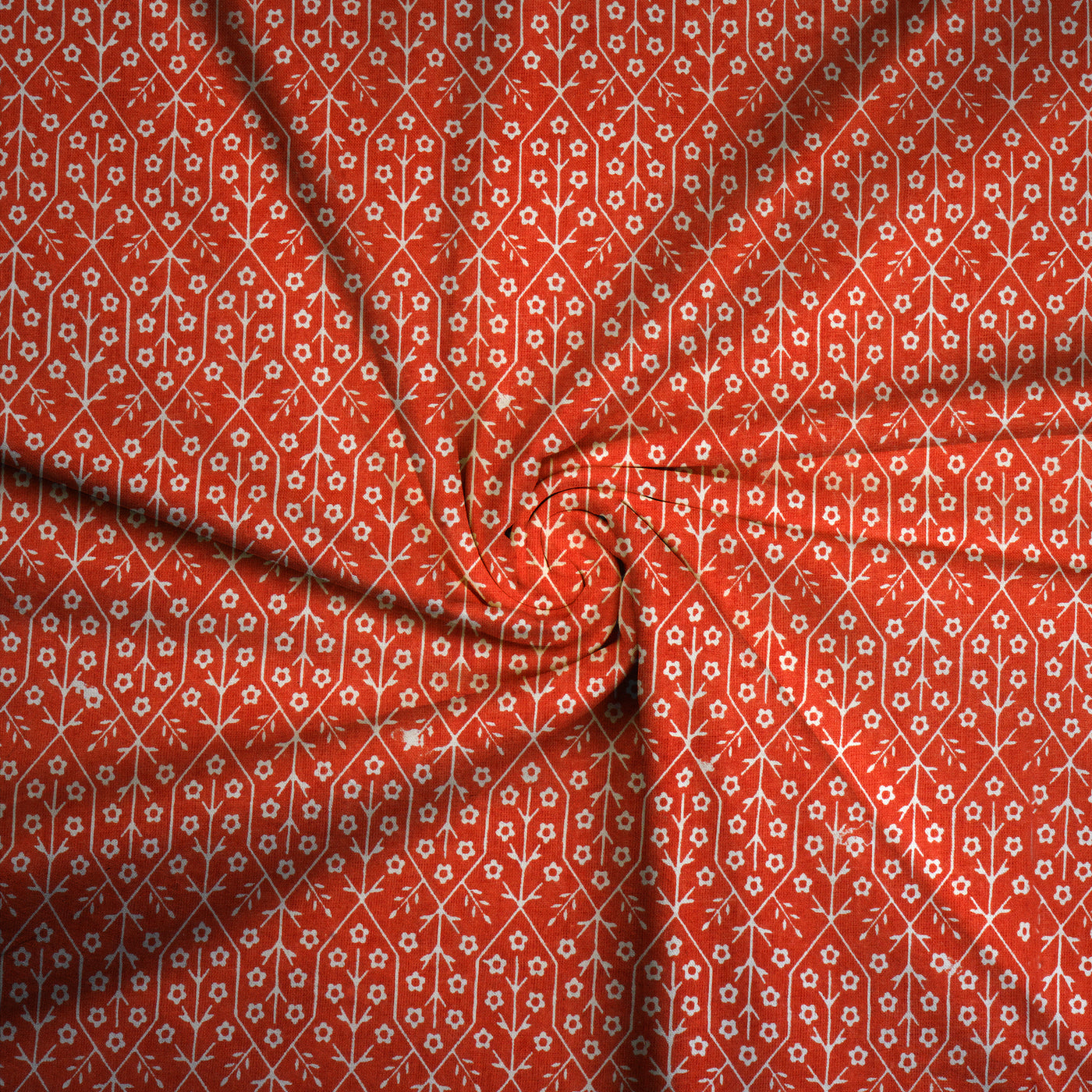 Orange Floral Pure Cotton Printed Unstitched Fabric