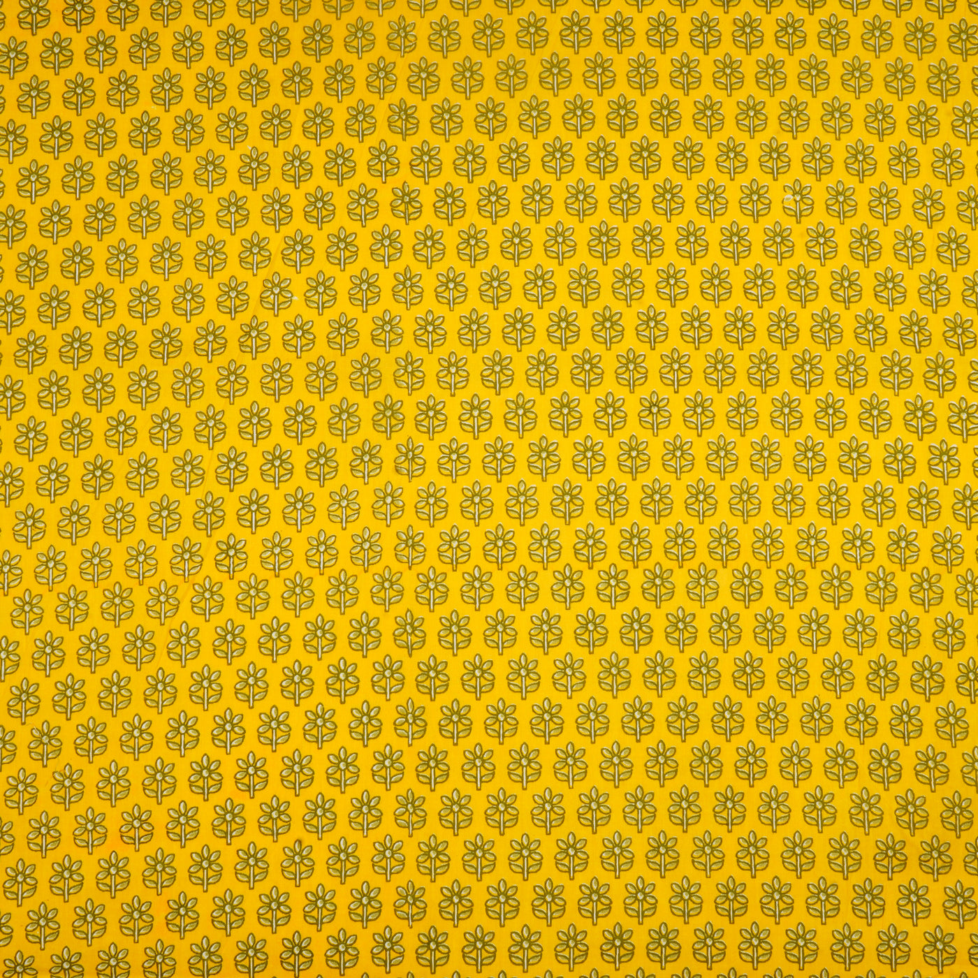 Yellow Motifs Pure Cotton Printed Unstitched Fabric