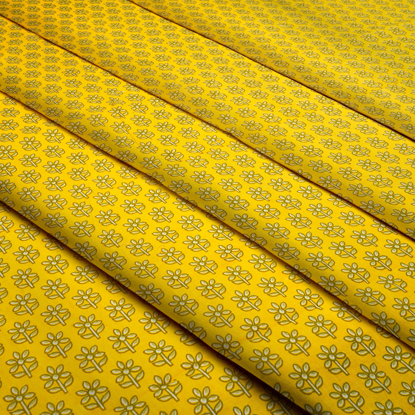 Yellow Motifs Pure Cotton Printed Unstitched Fabric