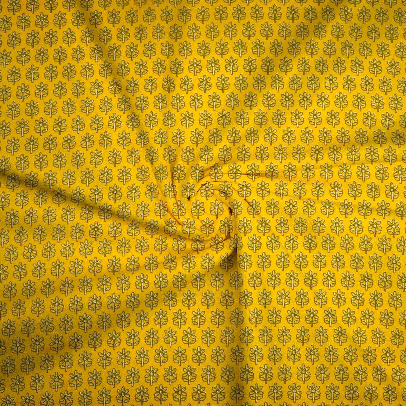 Yellow Motifs Pure Cotton Printed Unstitched Fabric