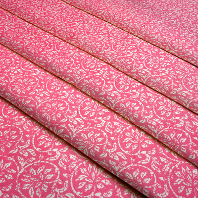 Pink Traditional Pure Cotton Printed Unstitched Fabric