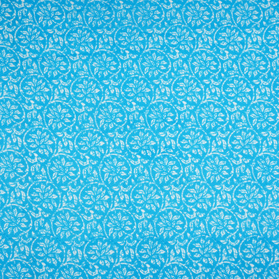 Sky Blue Traditional Pure Cotton Printed Unstitched Fabric